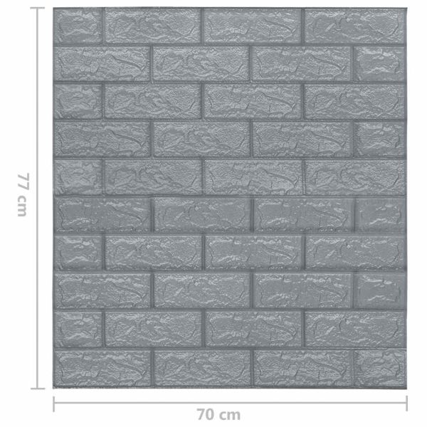 3D тапети Тухли, самозалепващи се, 20 бр, антрацит