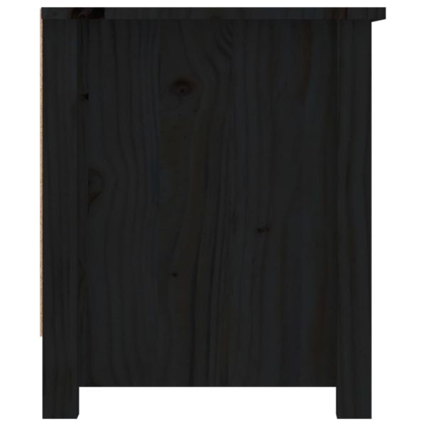 Шкаф за обувки, черен, 110x38x45,5 см, бор масив