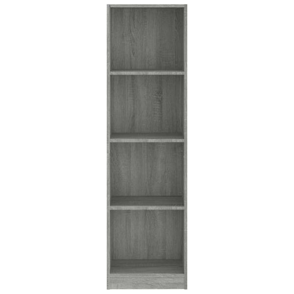 Библиотека на 4 нива, сив сонома, 40x24x143 см, инженерно дърво