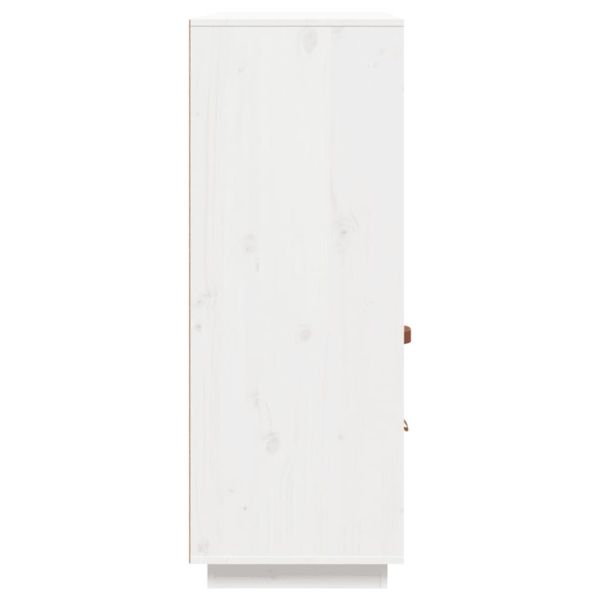Висок шкаф, бял, 100x40x108,5 см, борово дърво масив