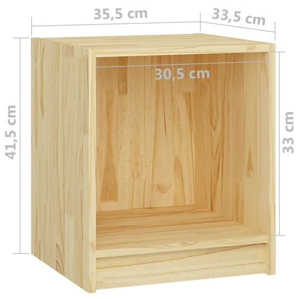 Нощно шкафче, 35,5x33,5x41,5 см, борово дърво масив