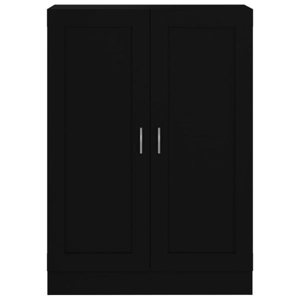 Шкаф за книги, черен, 82,5x30,5x115 см, инженерно дърво