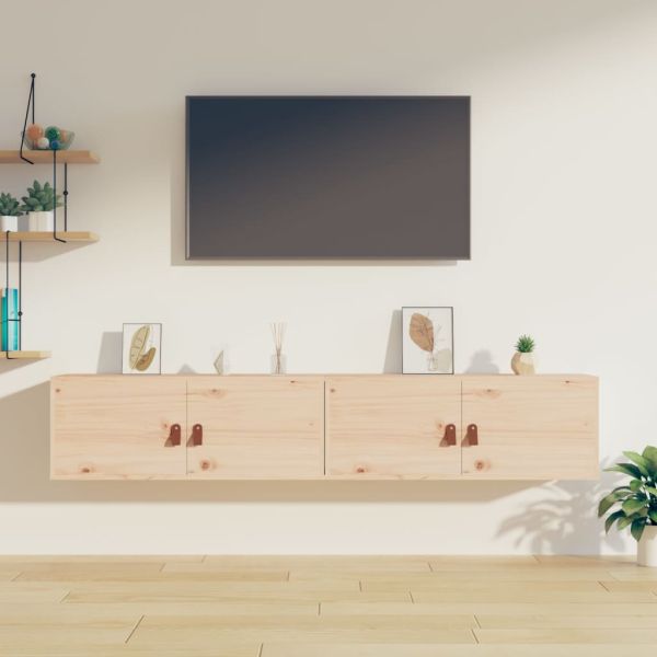 Стенни шкафове, 2 бр, 80x30x30 см, бор масив