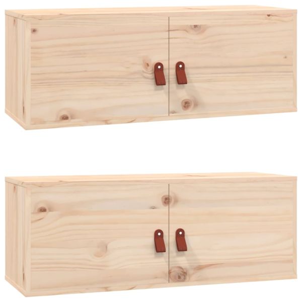 Стенни шкафове, 2 бр, 80x30x30 см, бор масив