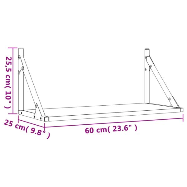 Стенни рафтове 2 бр опушен дъб 60x25x25,5 см инженерно дърво