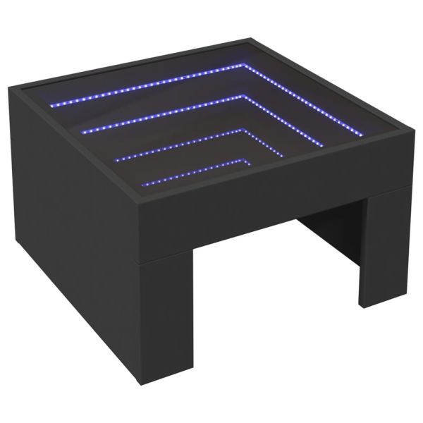 Маса за кафе с Infinity LED, черна, 50x50x30 см