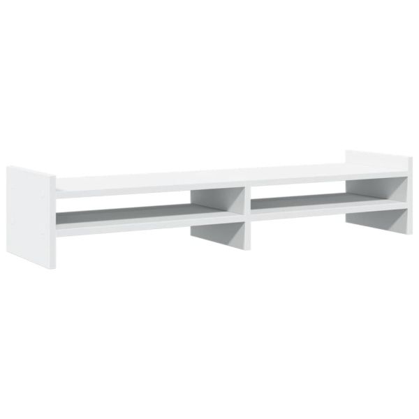Поставка за монитор, бяла, 100x27x20 см, инженерно дърво