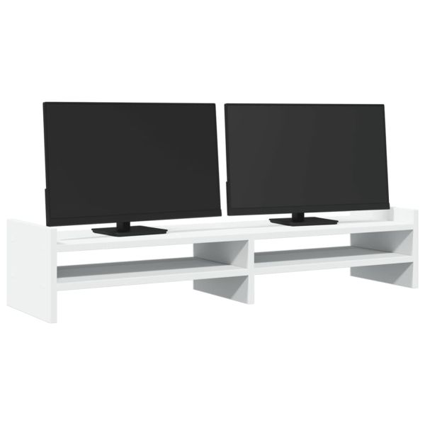 Поставка за монитор, бяла, 100x27x20 см, инженерно дърво