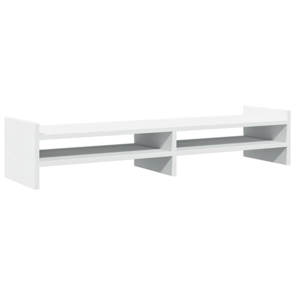 Поставка за монитор, бяла, 100x27x20 см, инженерно дърво