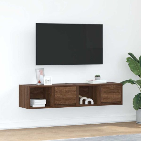 ТВ шкафове 2 бр Кафяв дъб 60x31x25,5 см инженерно дърво