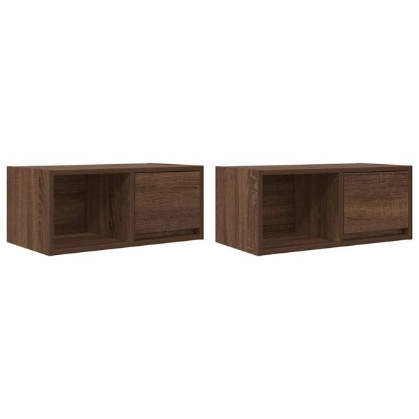 ТВ шкафове 2 бр Кафяв дъб 60x31x25,5 см инженерно дърво