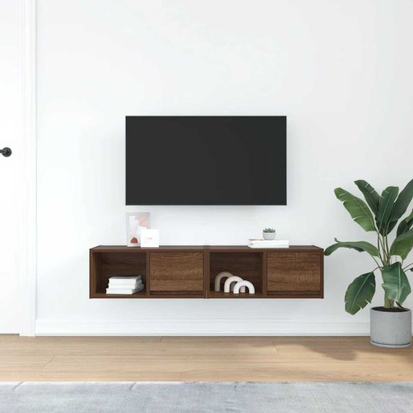ТВ шкафове 2 бр Кафяв дъб 60x31x25,5 см инженерно дърво