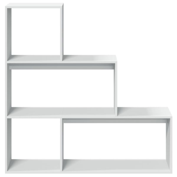 Разделител за стая / библиотека, 3 нива, бял, 123x29x123 см