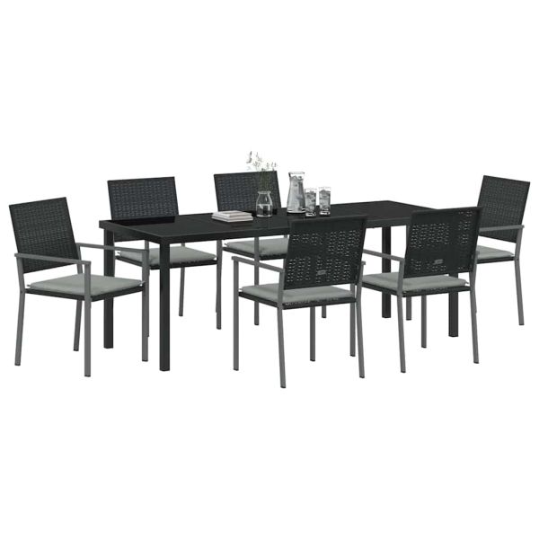 Комплект за хранене в градината 7 pcs Черен и Светло Сив