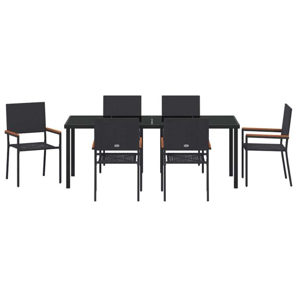 Комплект за хранене в градината 7 pcs Черно полиратан