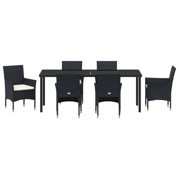 Комплект за хранене в градината 7 pcs Черно полиратан