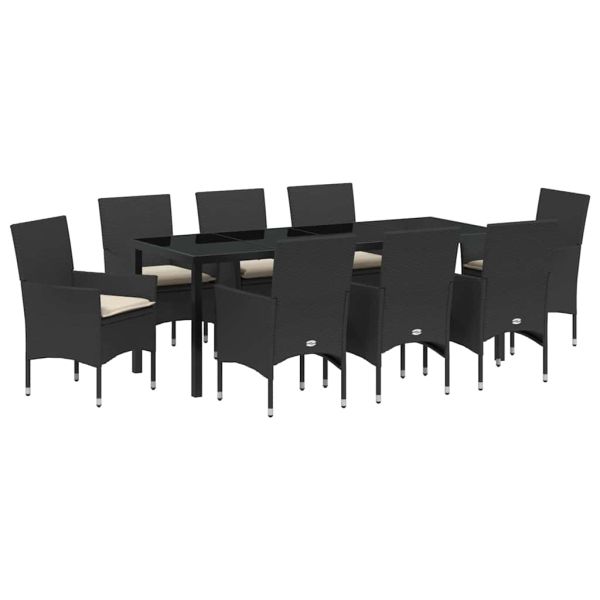 Комплект за хранене в градината 9 pcs Черно полиратан