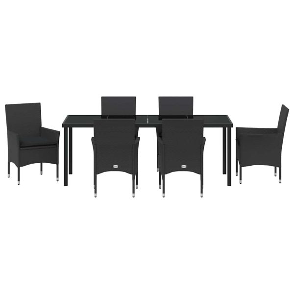 Комплект за хранене в градината 7 pcs Черно полиратан