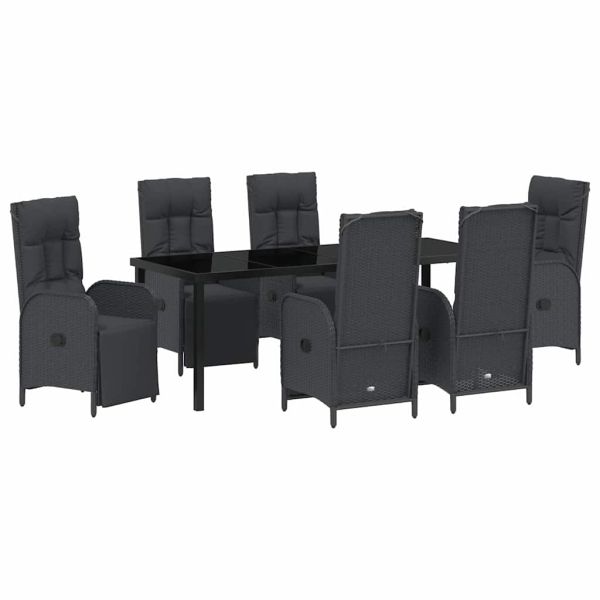 Комплект за хранене в градината 7 pcs Черно полиратан