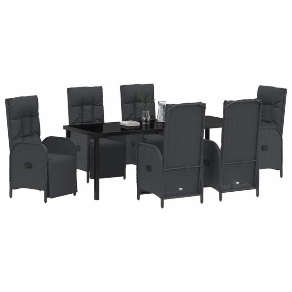 Комплект за хранене в градината 7 pcs Черно полиратан