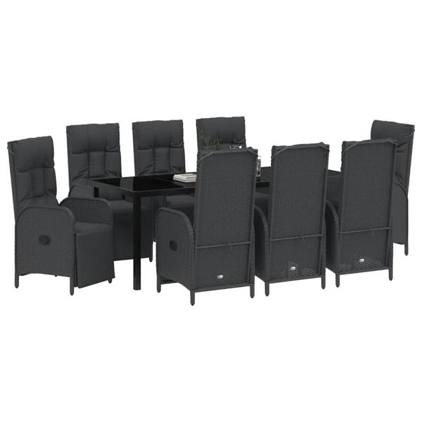 Комплект за хранене в градината 9 pcs Черно полиратан