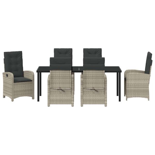 Комплект за хранене в градината 7 бр. Светлосиво полиратан