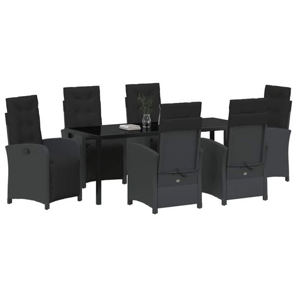 Комплект за хранене в градината 7 pcs Черно полиратан