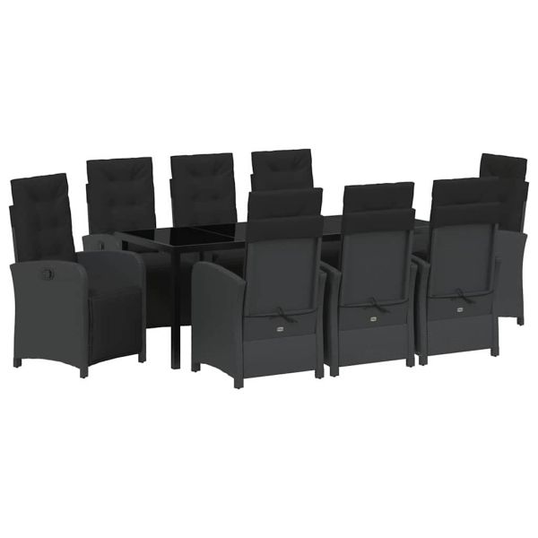 Комплект за хранене в градината 9 pcs Черно полиратан