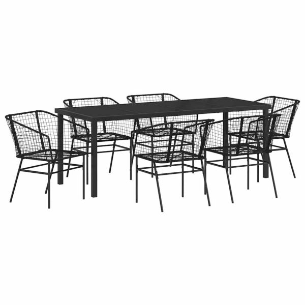 Комплект за хранене в градината 7 pcs Черно полиратан