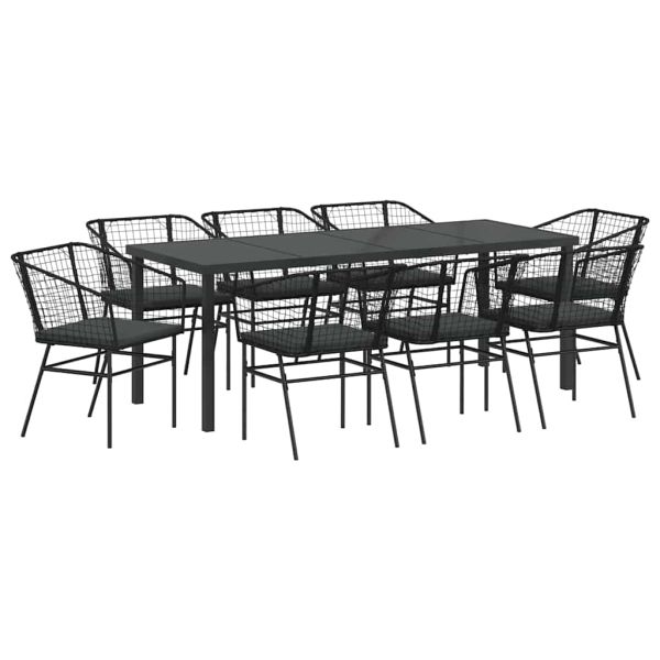 Комплект за хранене в градината 9 pcs Черно полиратан