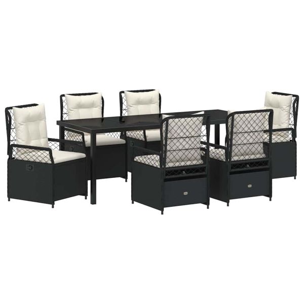Комплект за хранене в градината 7 pcs Черно полиратан