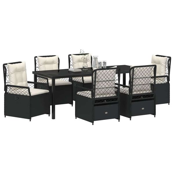 Комплект за хранене в градината 7 pcs Черно полиратан