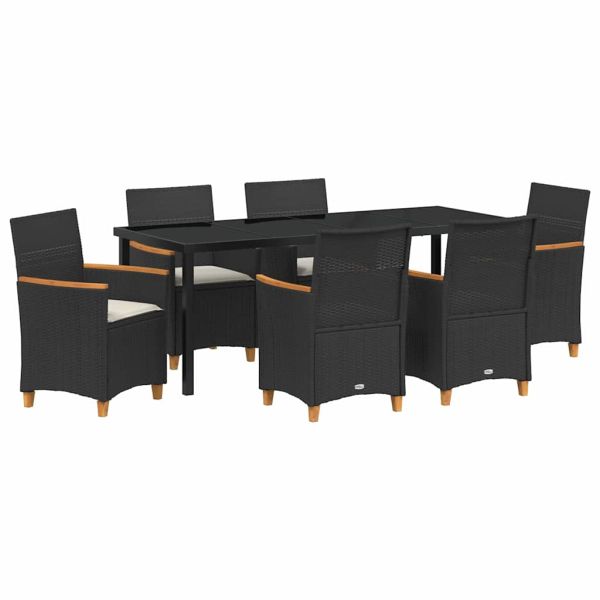Комплект за хранене в градината 7 pcs Черно полиратан