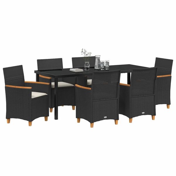 Комплект за хранене в градината 7 pcs Черно полиратан