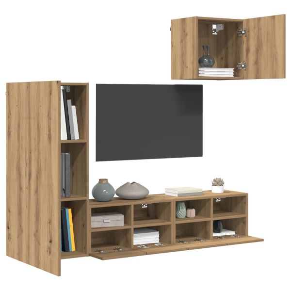 Стойки за телевизор 4 pcs Дъб Инженерно дърво