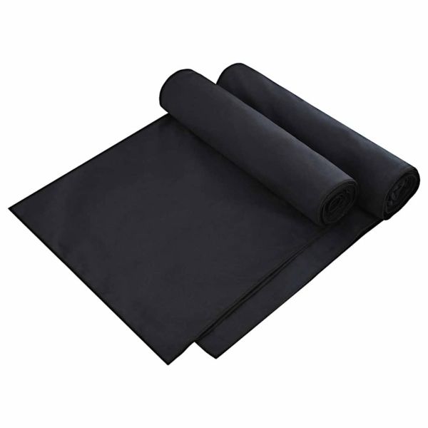 Кърпи за шезлонг 2 pcs Черно 210 x 75 cm Полиестер и полиамид