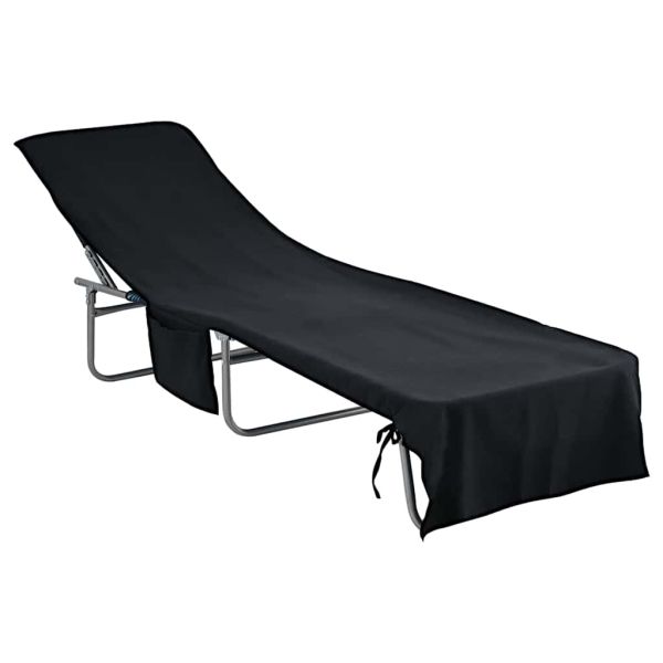 Кърпи за шезлонг 2 pcs Черно 210 x 75 cm Полиестер и полиамид