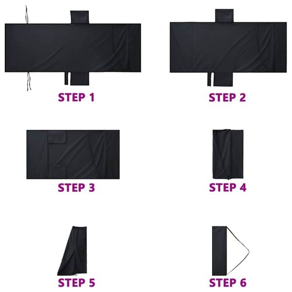 Кърпи за шезлонг 2 pcs Черно 210 x 75 cm Полиестер и полиамид