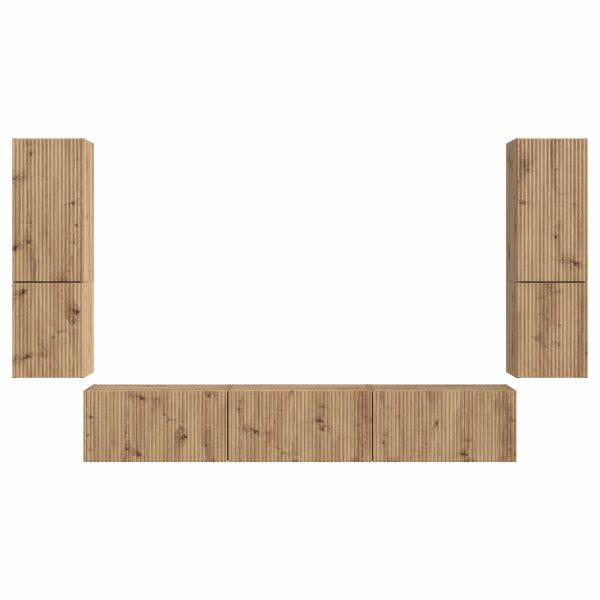 Комплект ТВ шкаф 4 pcs Дъб Инженерно дърво