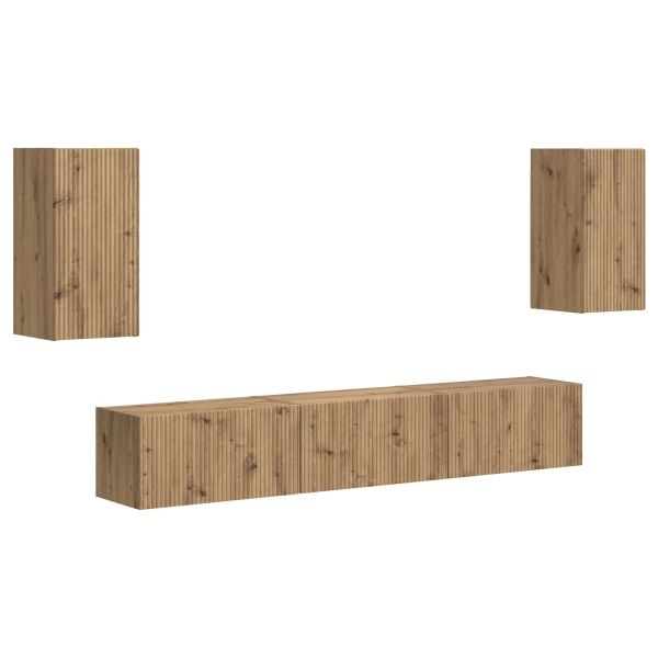 Комплект ТВ шкаф 5 pcs Дъб Инженерно дърво