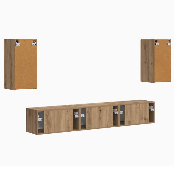 Комплект ТВ шкаф 5 pcs Дъб Инженерно дърво