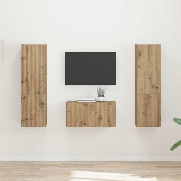 Комплект ТВ шкаф 5 pcs Дъб Инженерно дърво