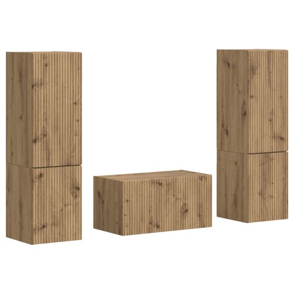 Комплект ТВ шкаф 5 pcs Дъб Инженерно дърво