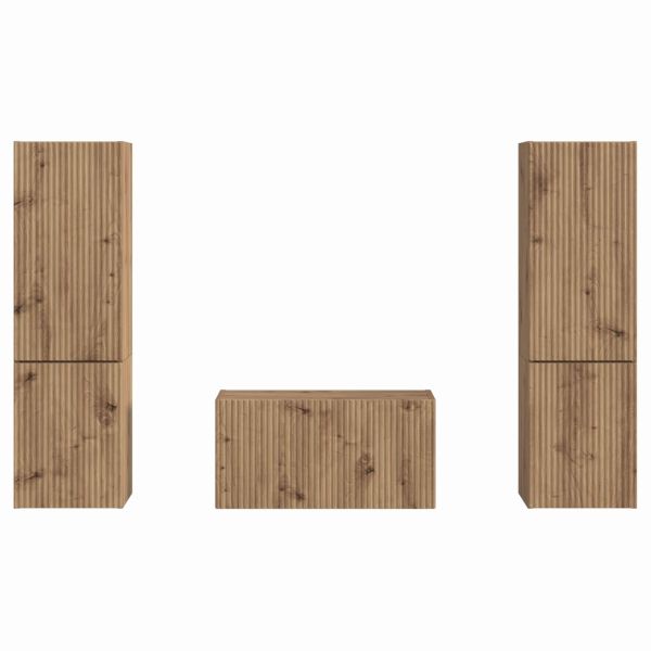 Комплект ТВ шкаф 5 pcs Дъб Инженерно дърво