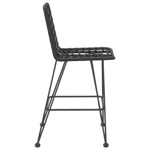 Бар табуретки 2 бр черни 45x56x103,5 см PE ратан и стомана