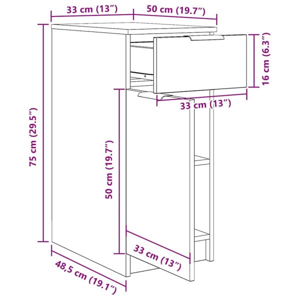Офис шкаф Черния дъб 33 x 50 x 75 см Инженерно дърво
