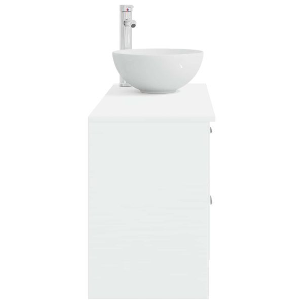 Комплект мебели за баня 2 pcs Бяло Инженерна дървесина