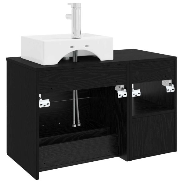 Комплект мебели за баня 2 pcs Черен дъб Инженерна дървесина