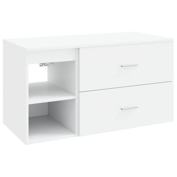 Комплект мебели за баня 2 pcs Бяло Инженерна дървесина