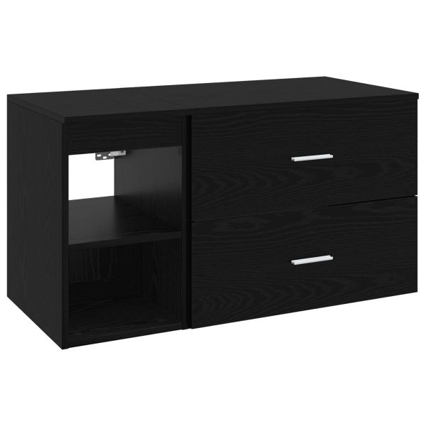 Комплект мебели за баня 2 pcs Черен дъб Инженерна дървесина